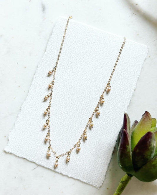 Pearl Drop And Gold Necklace